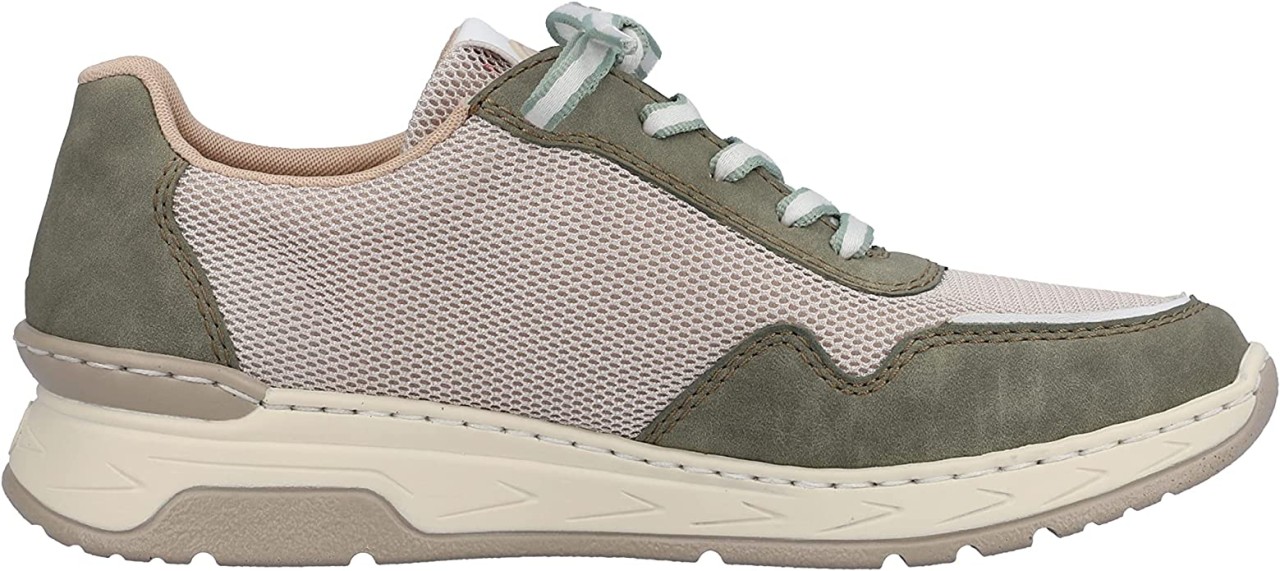 RIEKER Freizeit Schnürer khaki schilf weiss marble