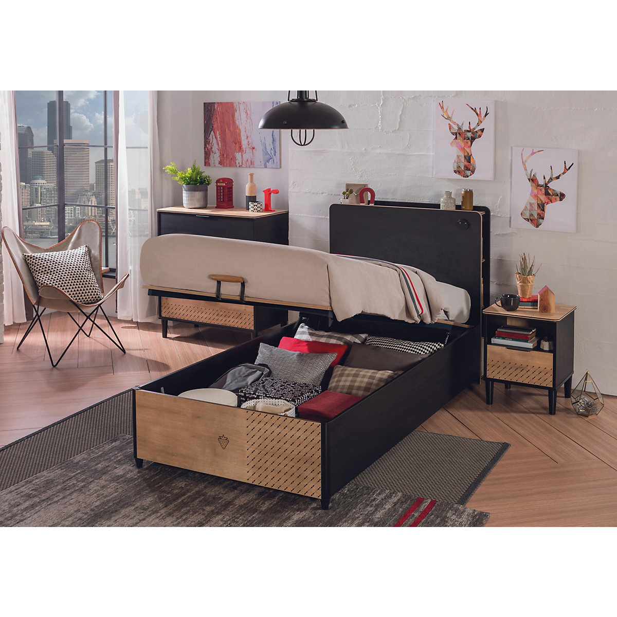 Work Jugendzimmer 2-teilig mit Stauraumbett und Kleiderschrank