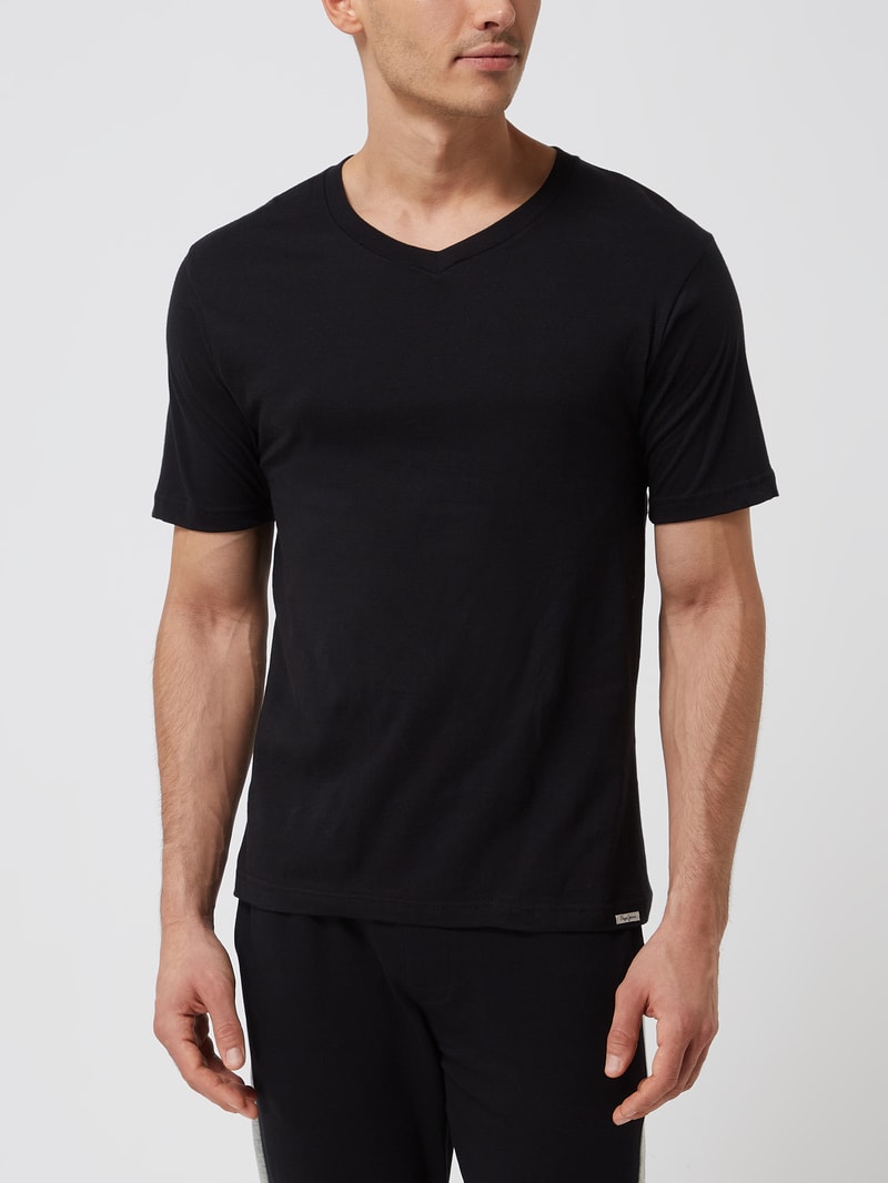 T-Shirt aus Baumwolle im 2er-Pack Modell 'Aiden' in schwarz