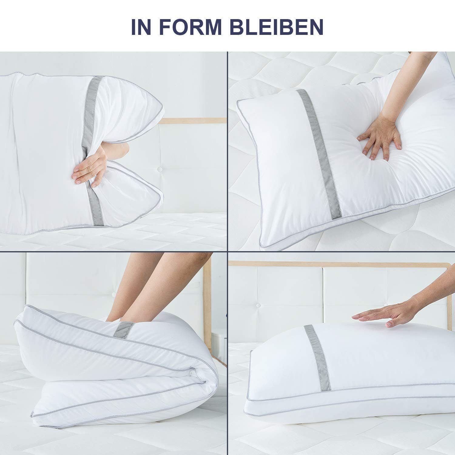 Kopfkissen Kissen 40x80/80x80 cm, 2er Set Flauschige Kissen aus Mikrofaser, BedStory, Füllung: Microfaser, Sofakissen für Schlafzimmer, Wohnzimmer, Maschinenwaschbar Kopfkissen