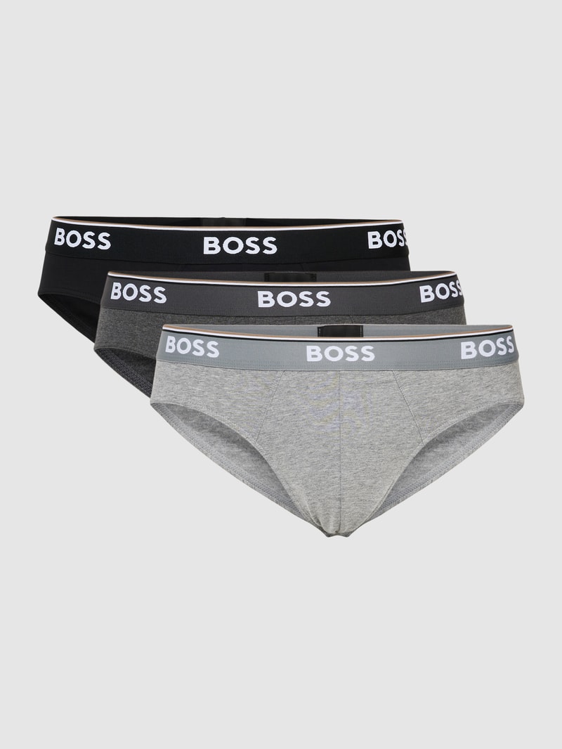 Slip mit Label-Details im 3er-Pack Modell 'Power' in dunkelgrau
