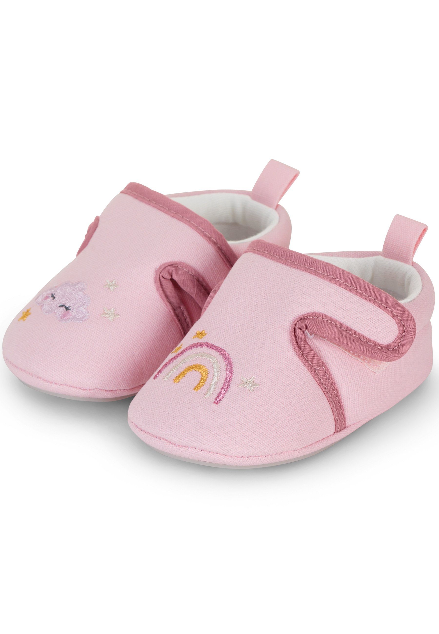 Sterntaler® Babykrabbelschuh Wolke Krabbelschuh (1-tlg., Baby Hausschuhe mit süßen Stickerein, Babyschuhe weich) Krabbelschuhe Baby mit Klettverschluss und Anti-Rutsch-Sohle