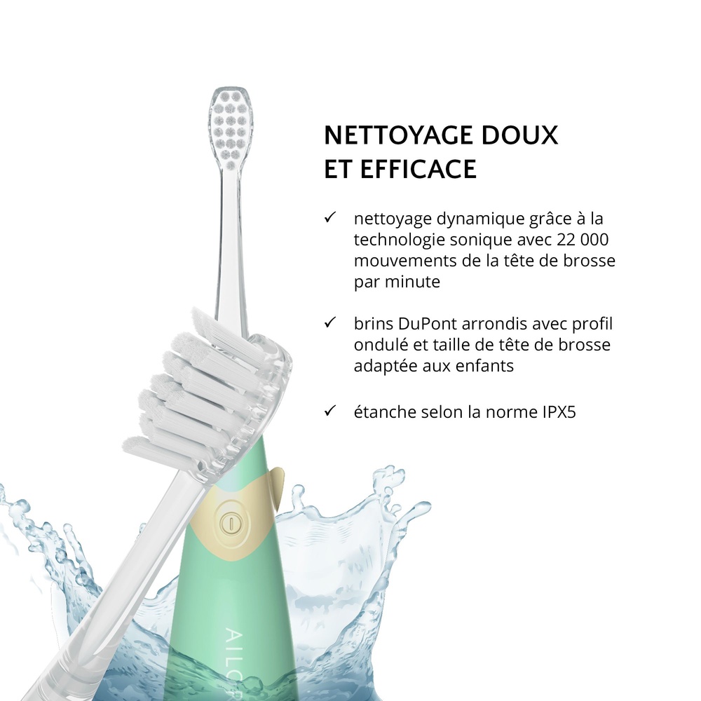ailoria personal care BUBBLE BRUSH Brosse à dents électrique pour enfants à technologie sonique