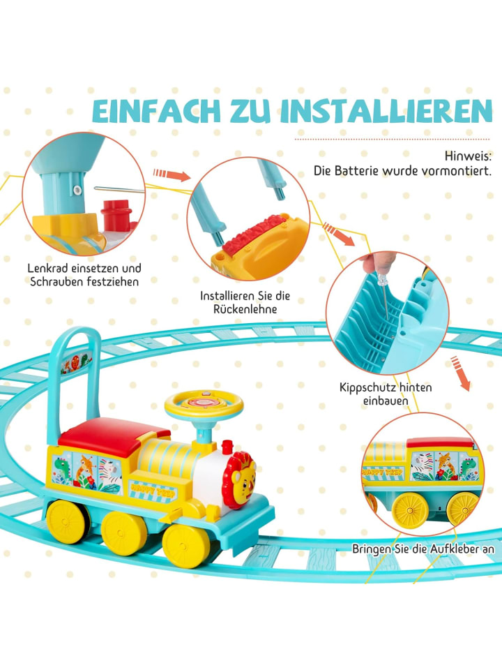 COSTWAY Aufsitz Lokomotive mit Bahn in Blau günstig kaufen onesize
