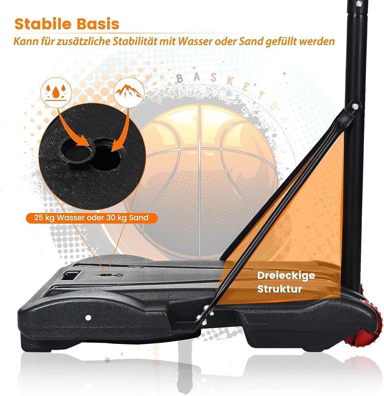 Costway Basketballständer 178-208 cm höhenverstellbar