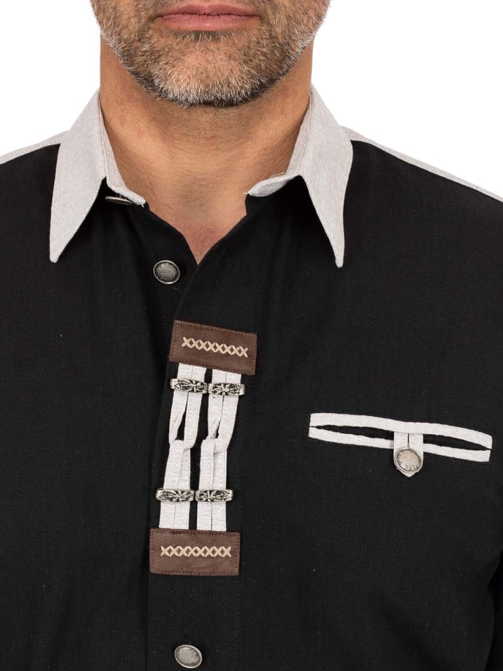 OS-Trachten Trachtenhemd 120005-1011 in schwarz günstig kaufen S