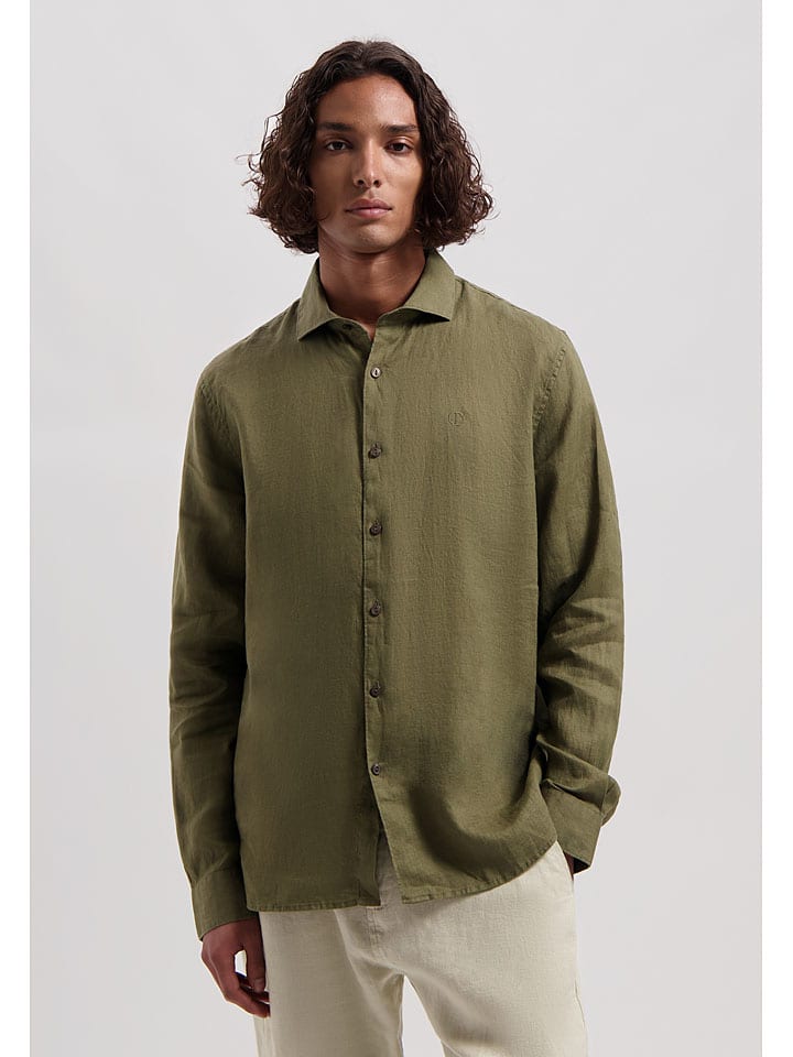 DSTREZZED Leinen-Hemd in Khaki günstig kaufen
