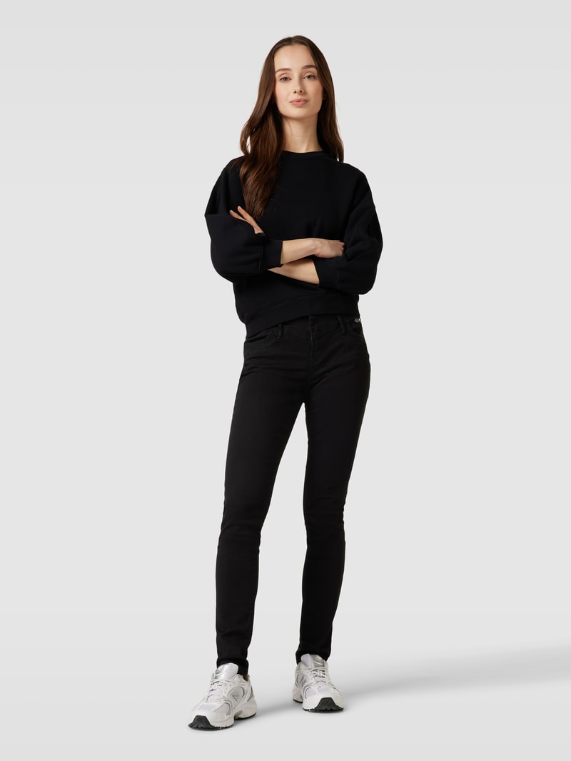 Jeans mit Label-Detail Modell 'Florida' in schwarz