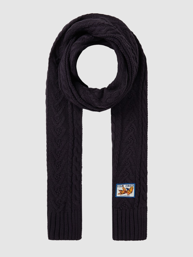 Schal mit Zopfmuster in marineblau