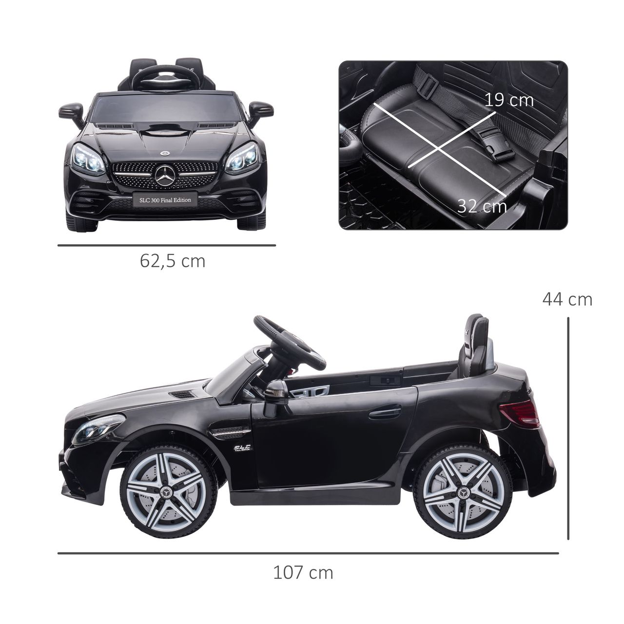 AIYAPLAY 12 V Kinder Elektroauto, Kinderfahrzeug, Kinderauto mit LED, Schwarz