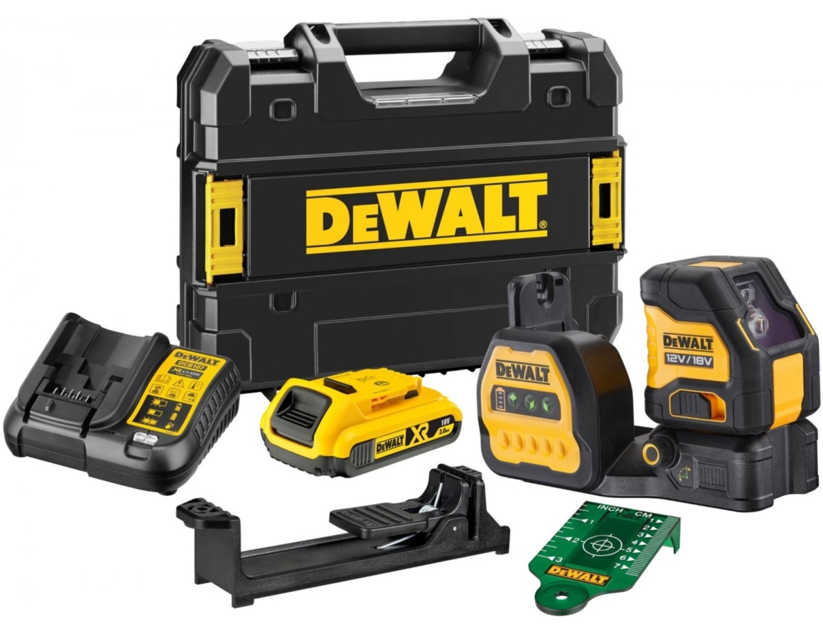 DeWalt DCE088D1G18-QW Selvnivellerende Krysslinjelaser Grønn Stråle 12/18V 2.0Ah XR Li-Ion
