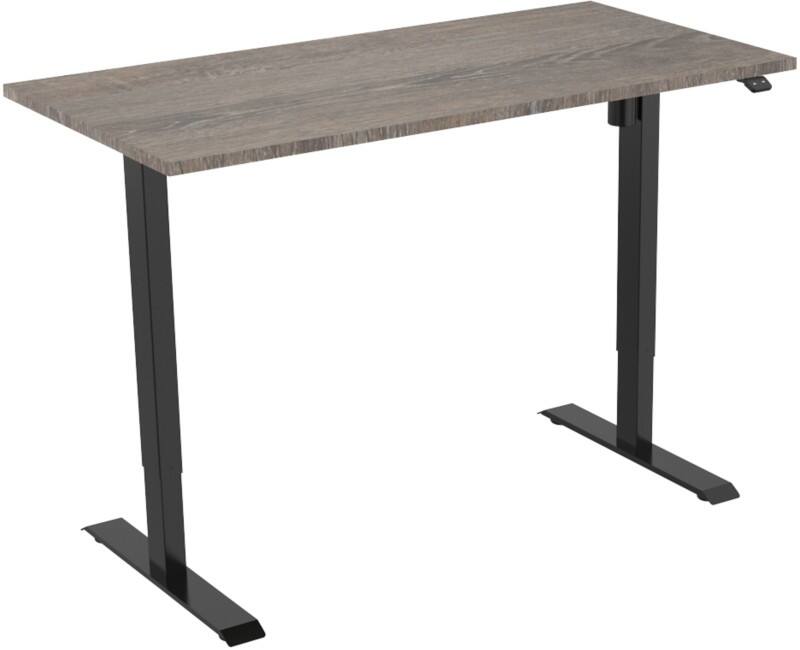 euroseats Logan Rechteckig Elektrisch Höhenverstellbar Sitz-Stehschreibtisch Eiche Silber Schwarz 1.600 x 800 x 750 - 1.235 mm