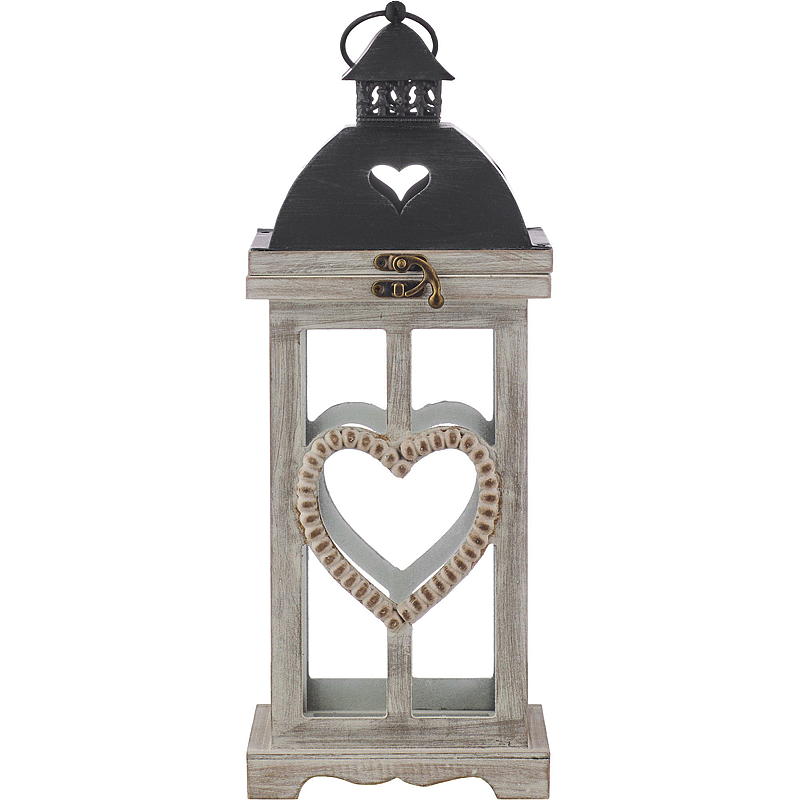 Home Lykt s/2 39/57 cm tre/metall hjerte