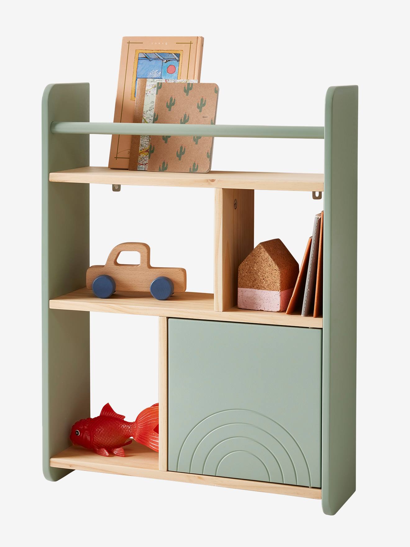Vertbaudet Kinderzimmer Holzregal REGENBOGEN - grün