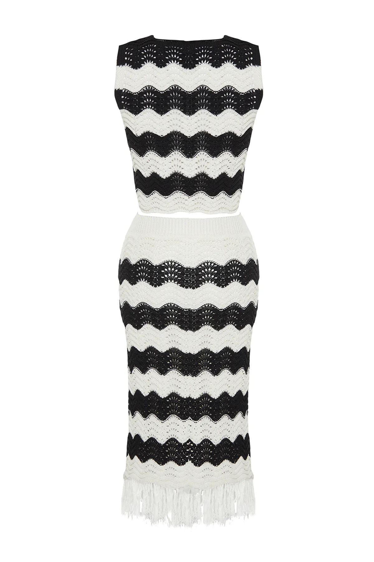 Trendyol Collection  Ecrufarbenes Strickoberteil- und -unterteil-Set TWOSS24AU00116
