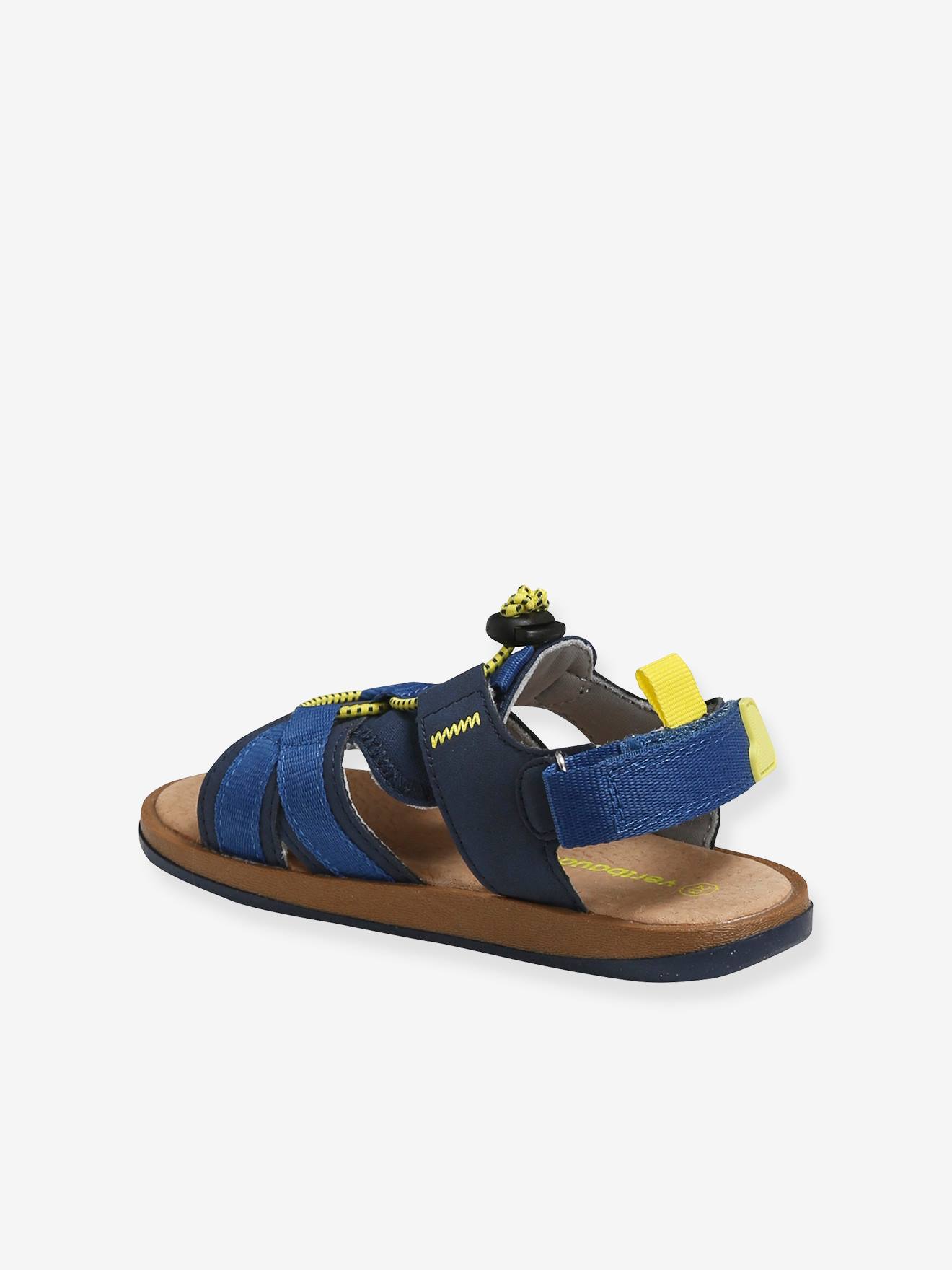 Vertbaudet Jungen Sandalen, Klett und elastische Schnürung - grau