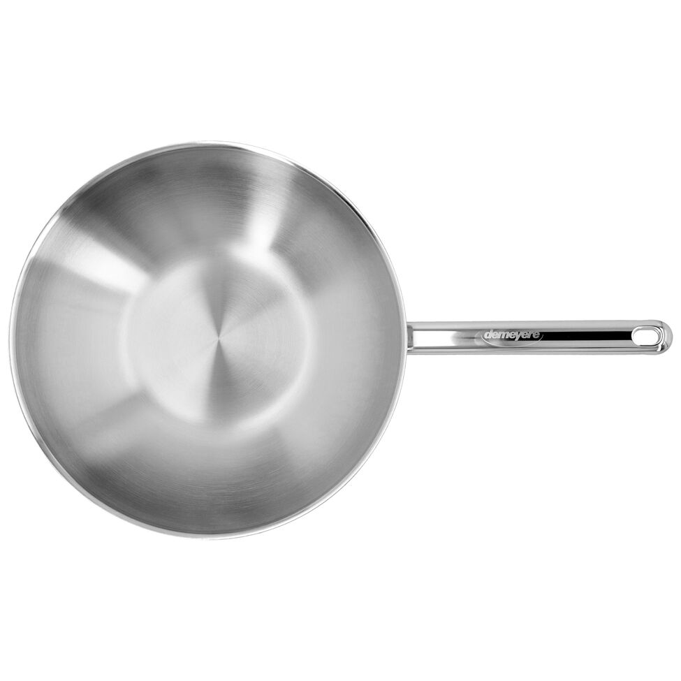 Wok flacher Boden 30 cm, 18/10 Edelstahl