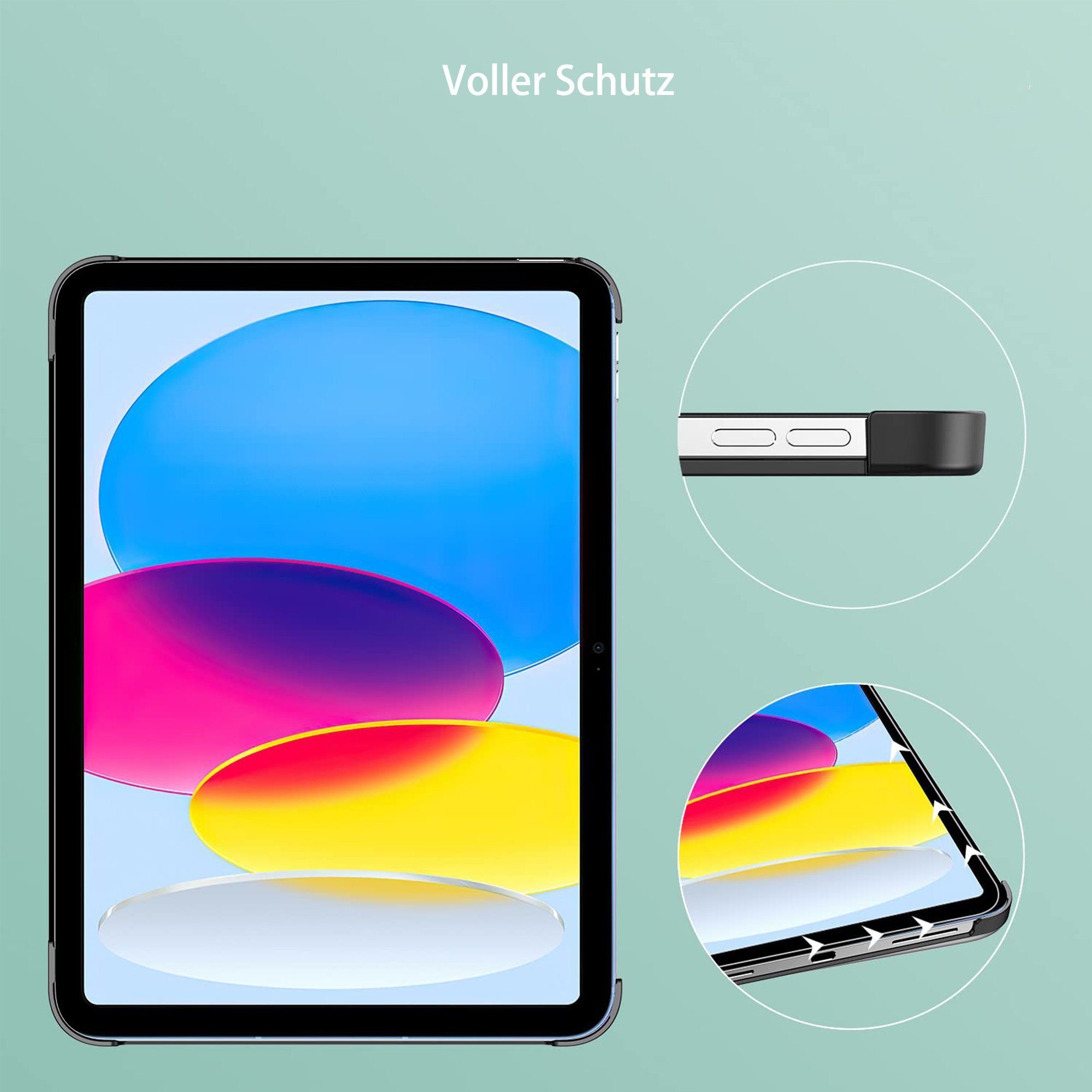 Mutoy Tablet-Hülle Hülle für iPad 10. Generation 10,9 Zoll, Trifold Ständer Schutzhülle mit Stifthalter,Modische Praktische Smart Auto Schlaf/Wach Funktion, Standfunktion Schutzhülle Cover Case Kompatibel mit iPad 10. Gen 2022