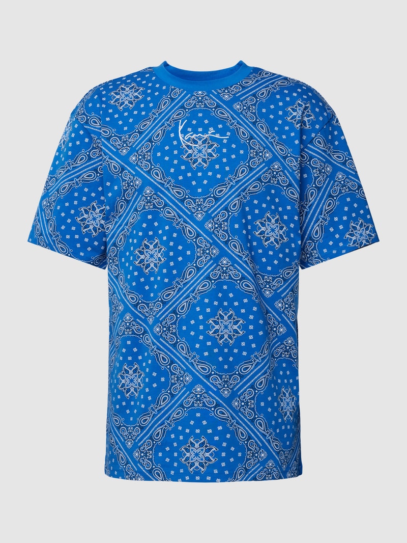 T-Shirt mit Paisley-Muster in blau