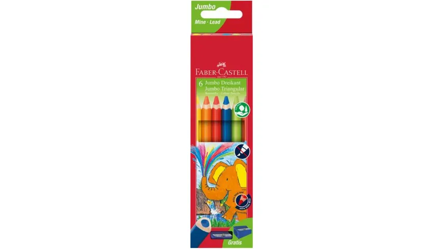 FABER-CASTELL Jumbo Dreikant-Buntstife 6er Etui
