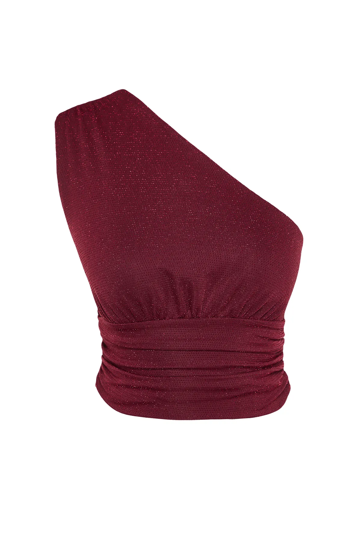 Trendyol Collection  Burgunderfarbenes, bauchfreies, gefüttertes, glänzendes Strick-Bustier TPRSS23BS00011
