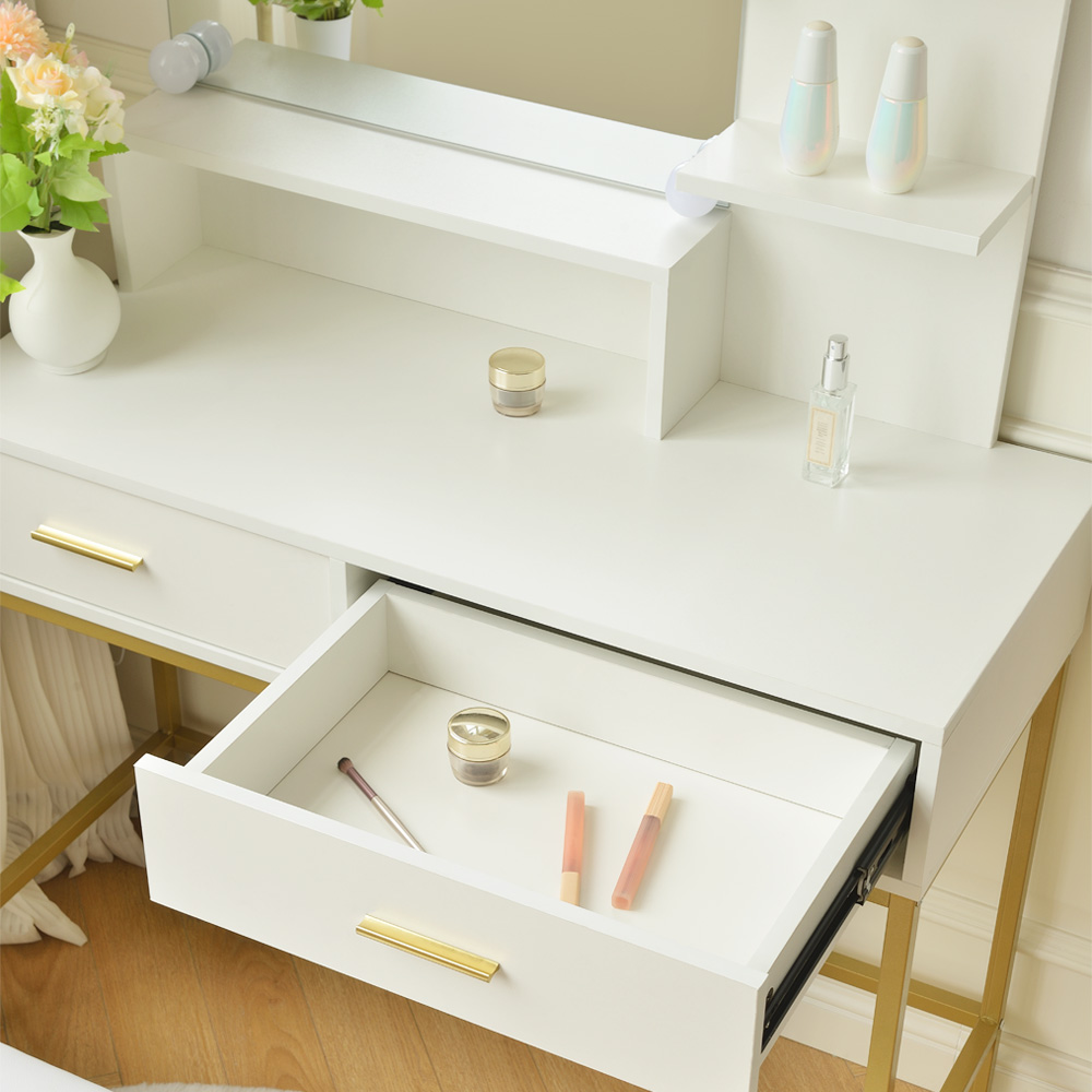 Home Deluxe Schminktisch KASIA – Weiß/Gold