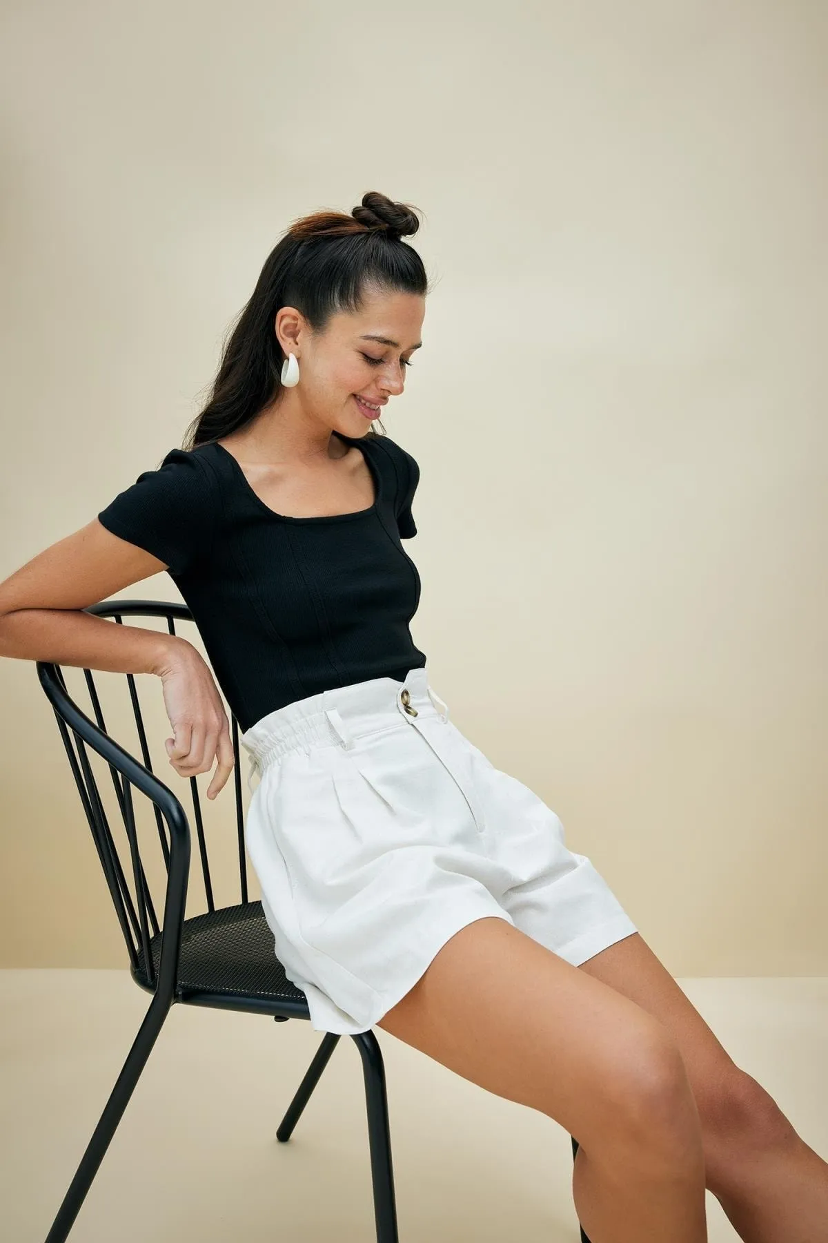 DeFacto  Relax-Fit-Shorts aus Leinenmischung mit Paperbag-Taille W5321az23sm