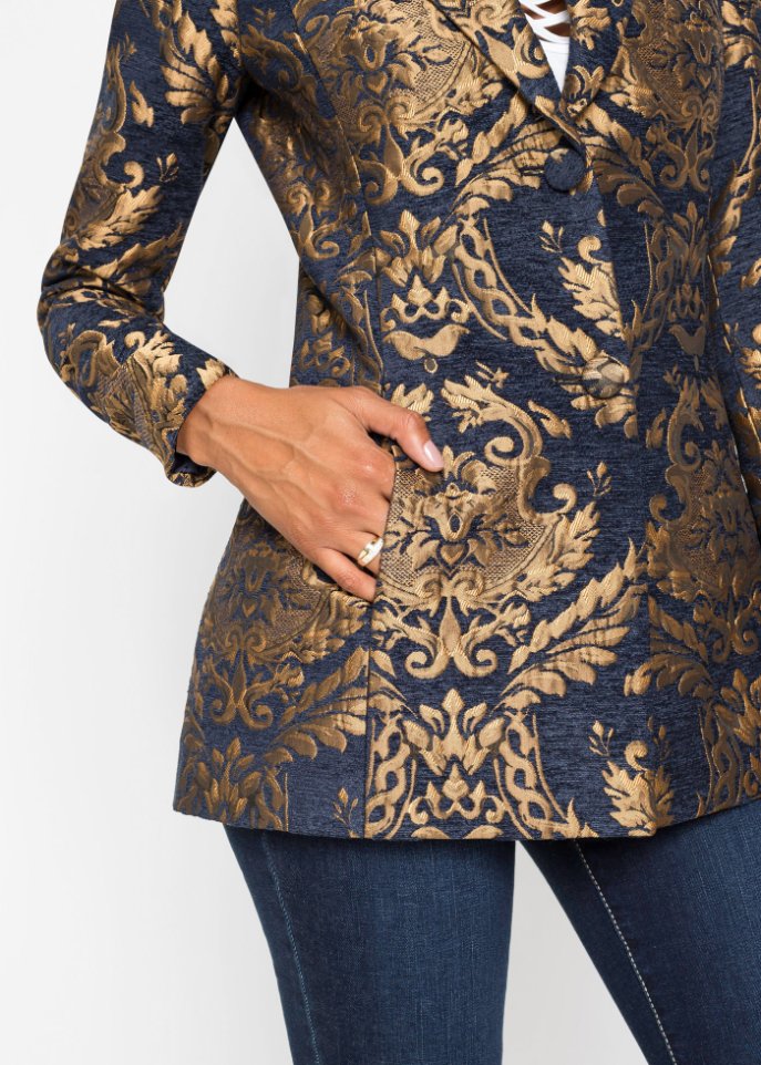 Kurz-Mantel, Gold-Jacquard