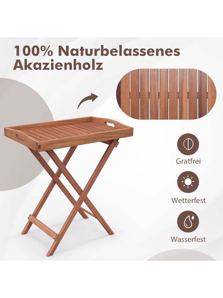 COSTWAY Gartentisch Akazienholz 68x44x74cm in Braun günstig kaufen onesize
