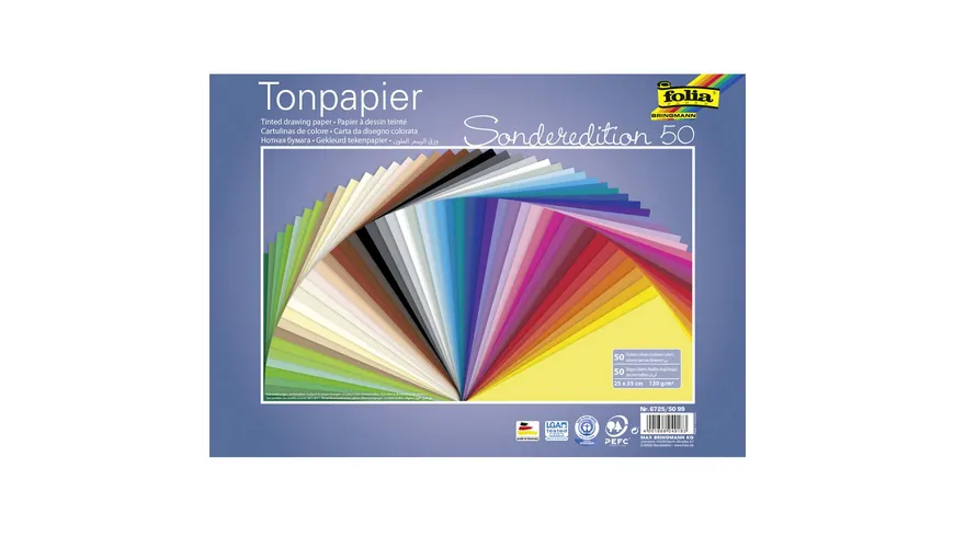 folia Tonpapier 50 Bögen 25 x 35 cm sortiert