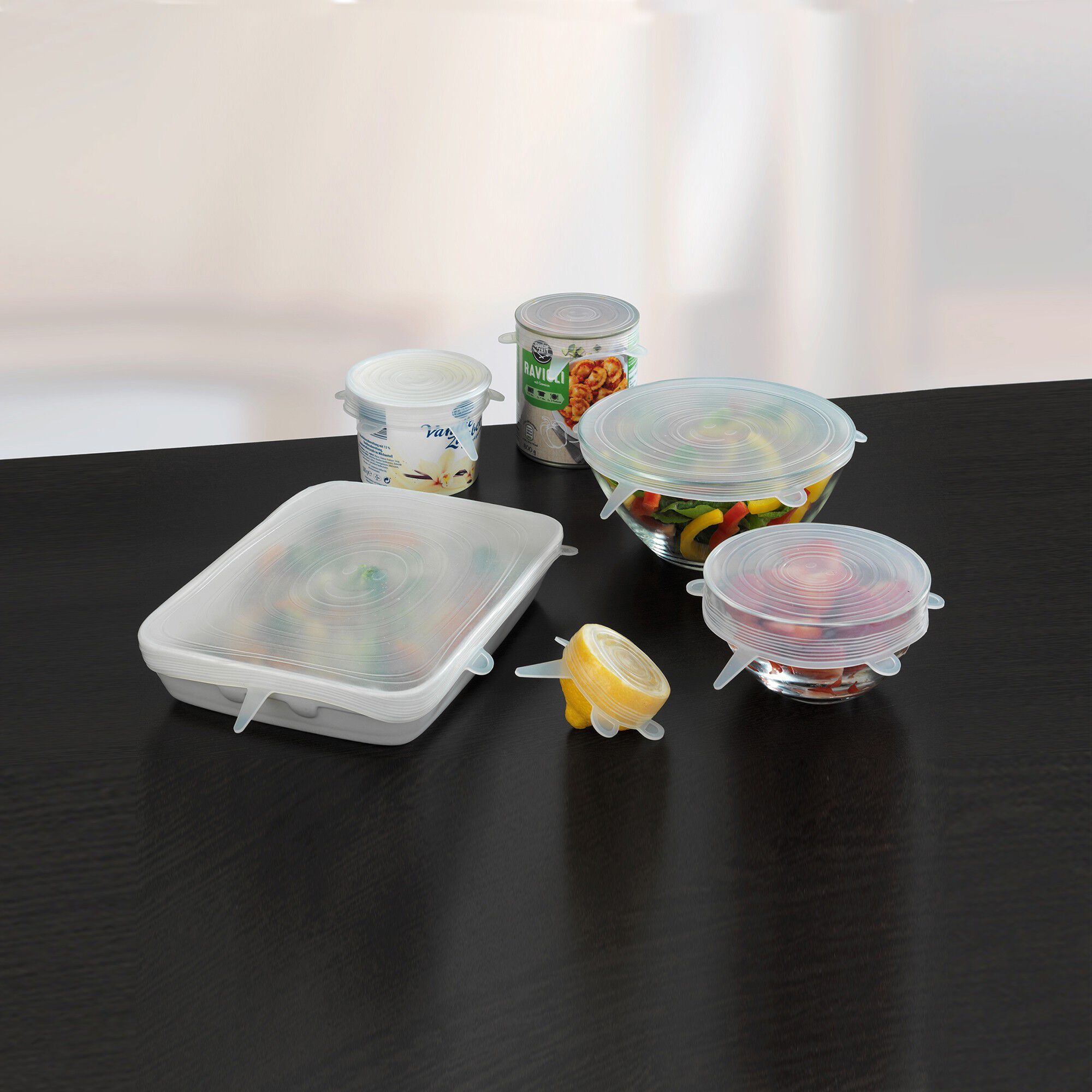 Couvre-pots extensibles ronds en silicone transparent