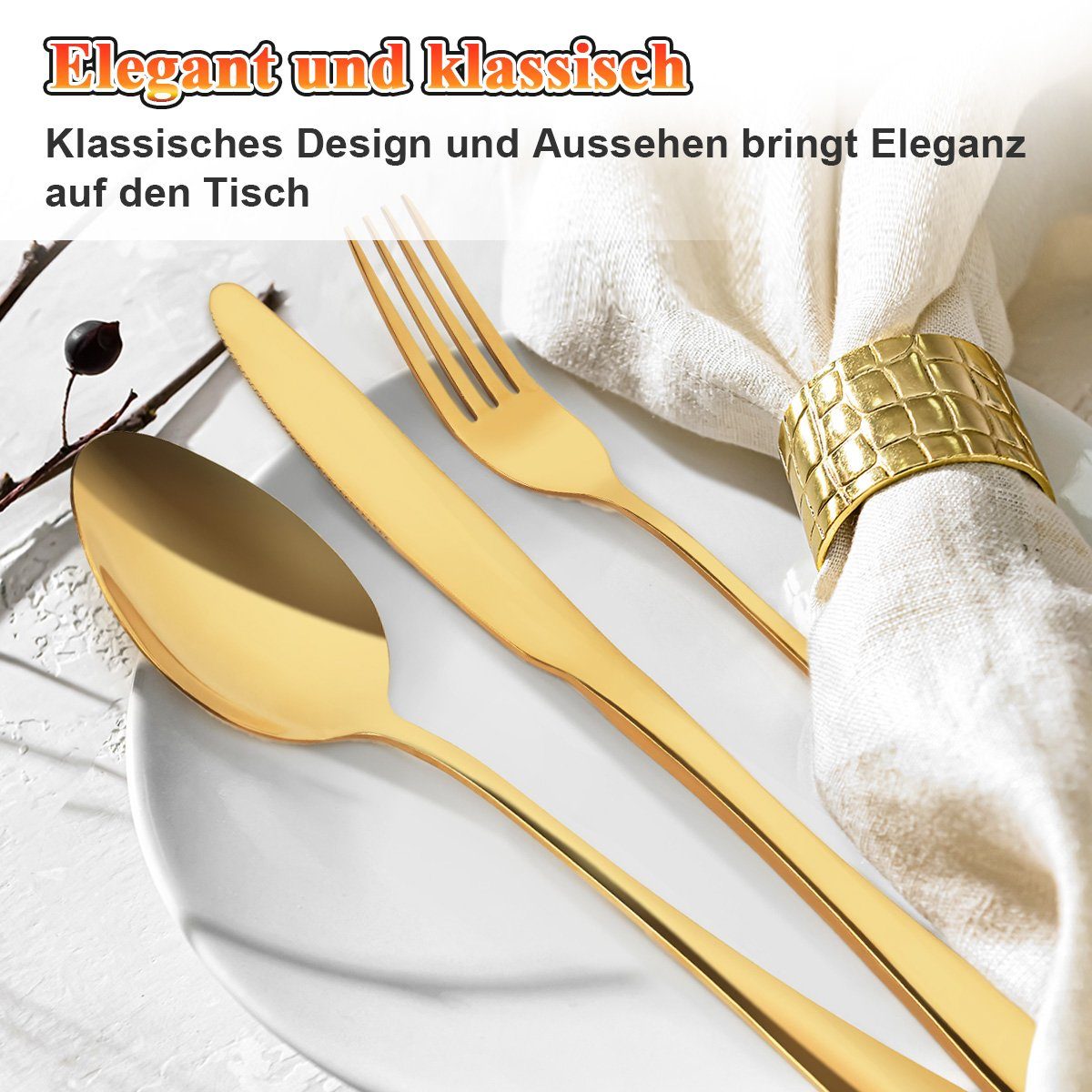 LifeImpree Besteck-Set 60tlg. Besteckset für 12 Personen mit luxuriöser Holzbox, Essbesteck Set aus Edelstahlbesteck, Spülmaschinenfest