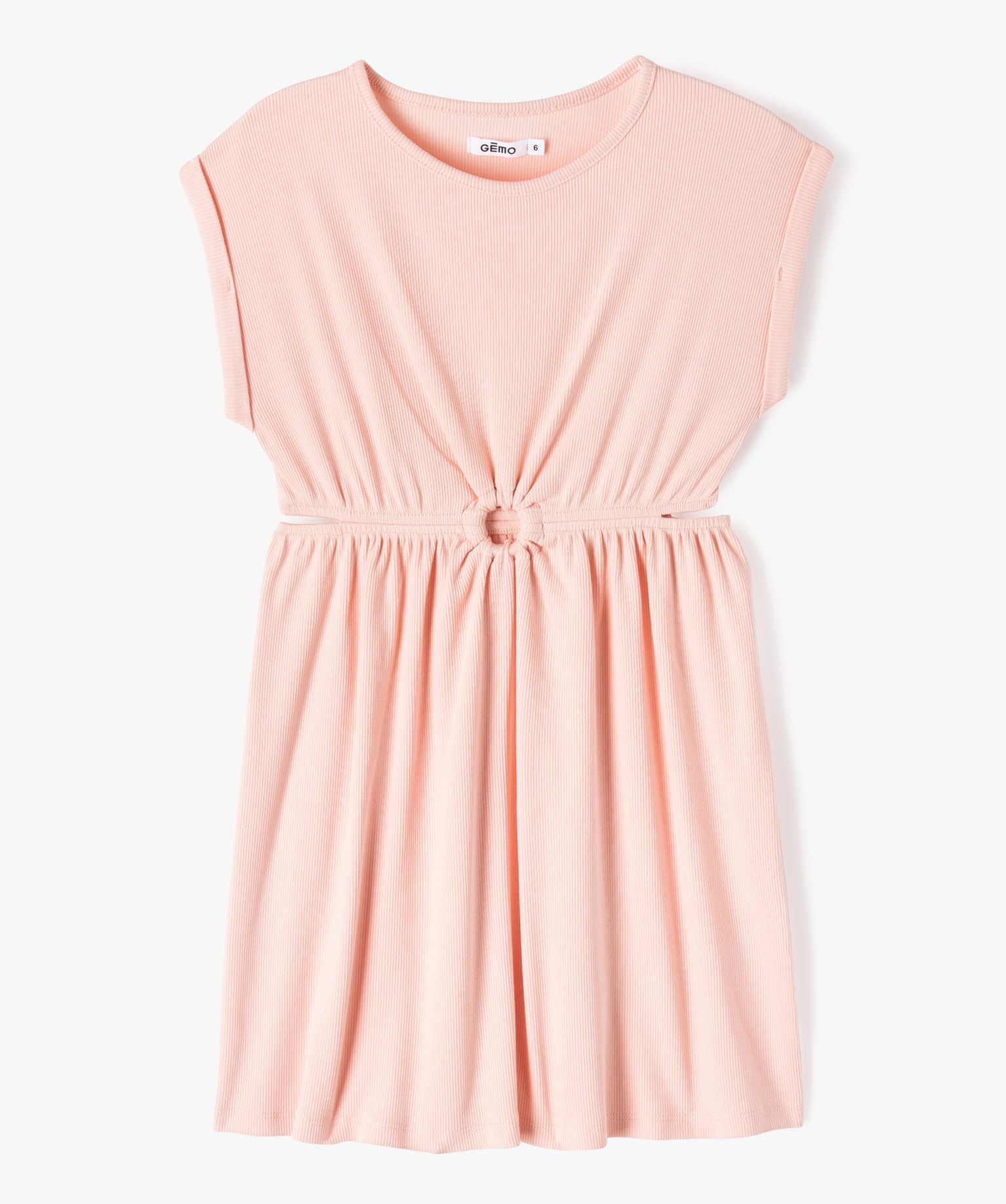 Robe en maille ctelée avec ouvertures à la taille fille ... rose | GEMO