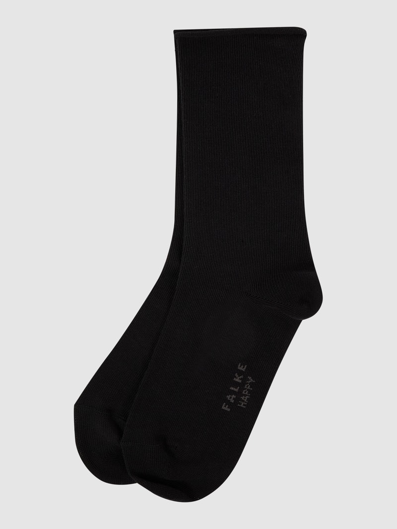 Socken mit Stretch-Anteil im 2er-Pack Modell 'Happy' in schwarz