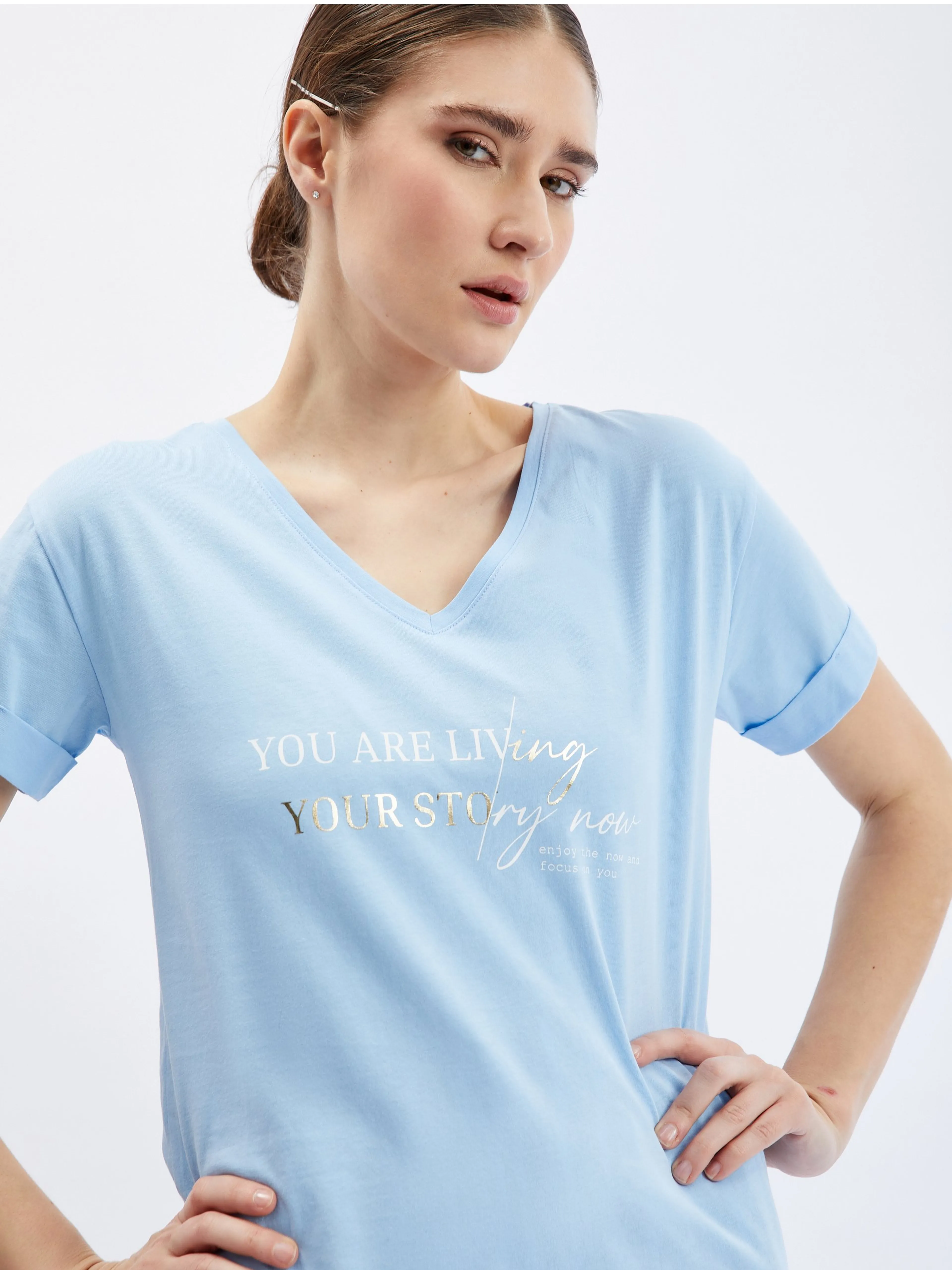Hellblaues Damen-T-Shirt ORSAY