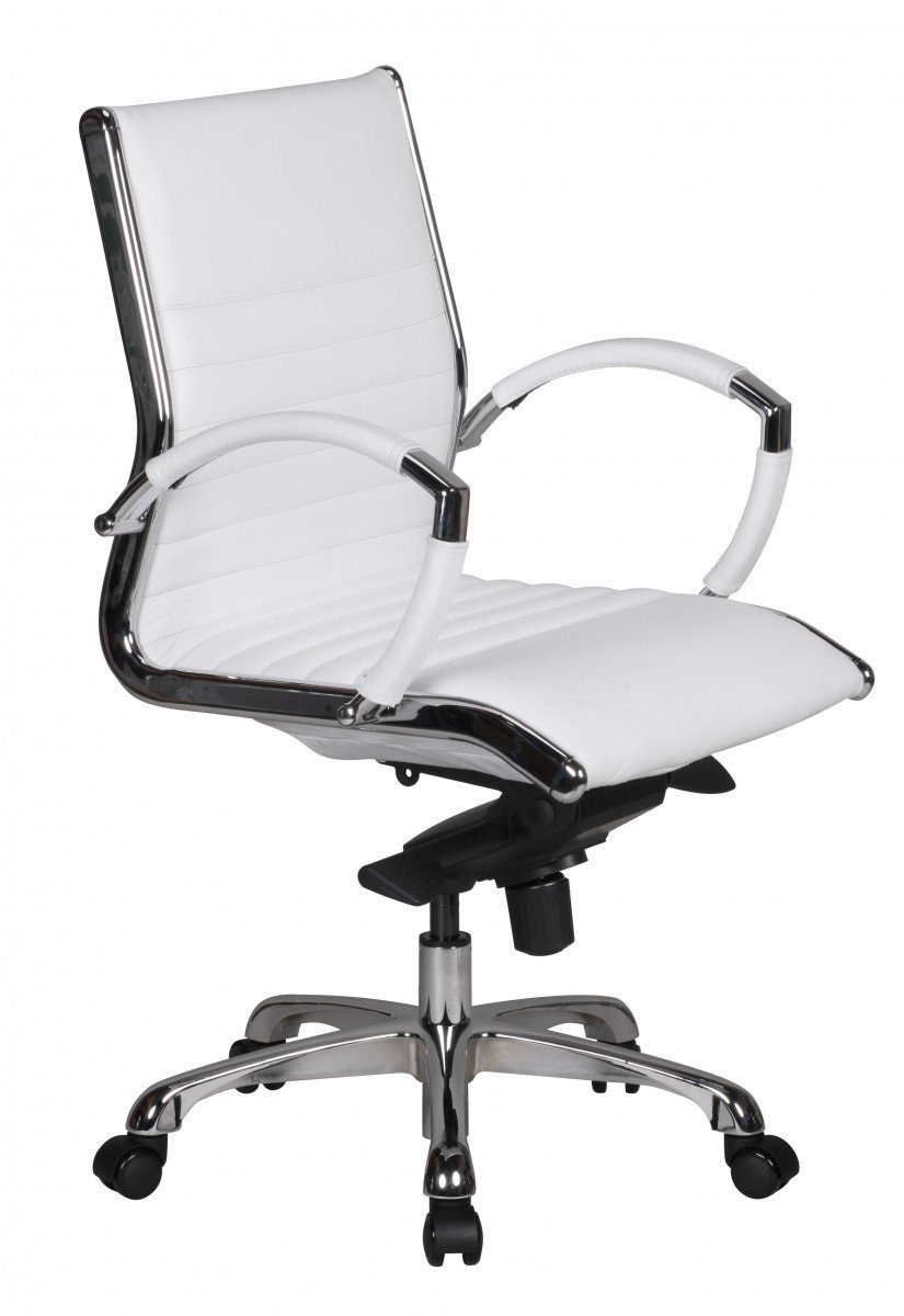 Amstyle Drehstuhl SPM1.236 (SALZBURG 2 Echtleder Weiß Schreibtischstuhl), Bürostuhl XXL 120kg Chefsessel höhenverstellbar