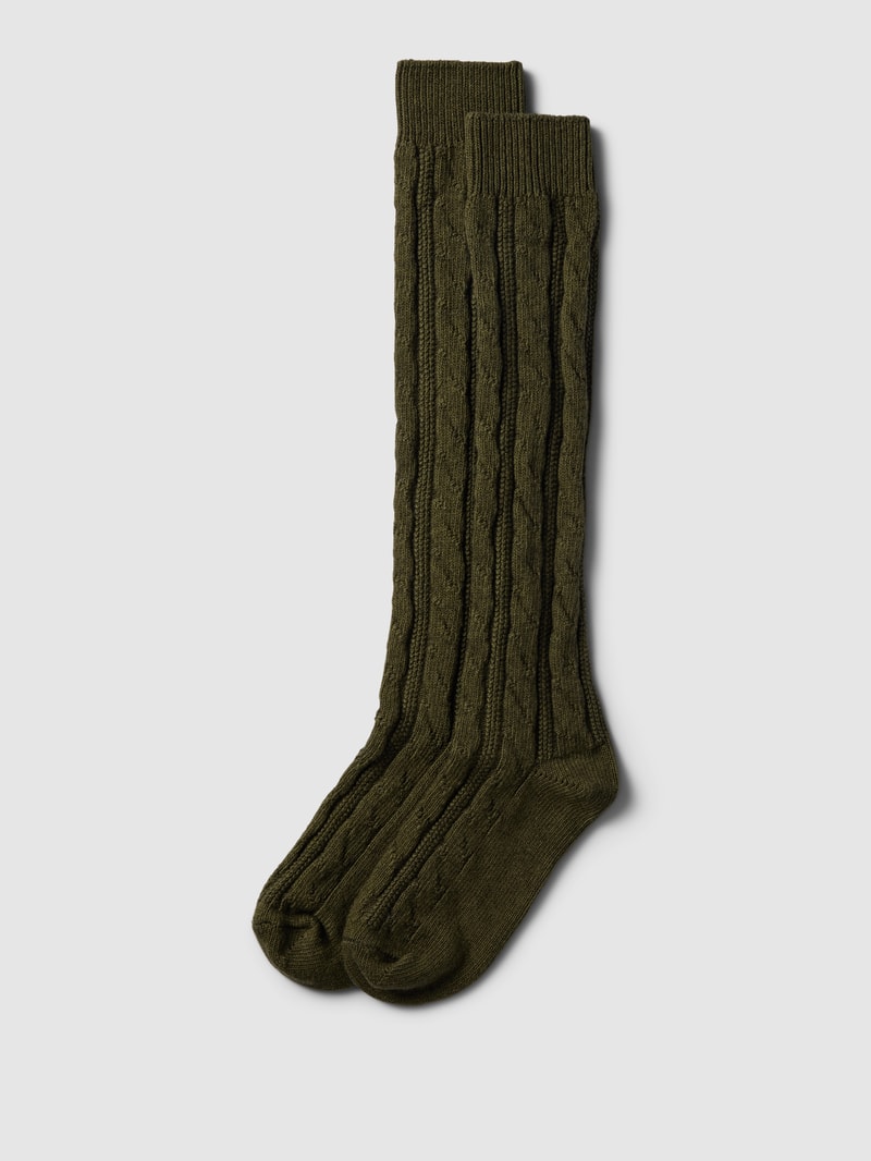 Socken mit Strukturmuster in olivgrün meliert