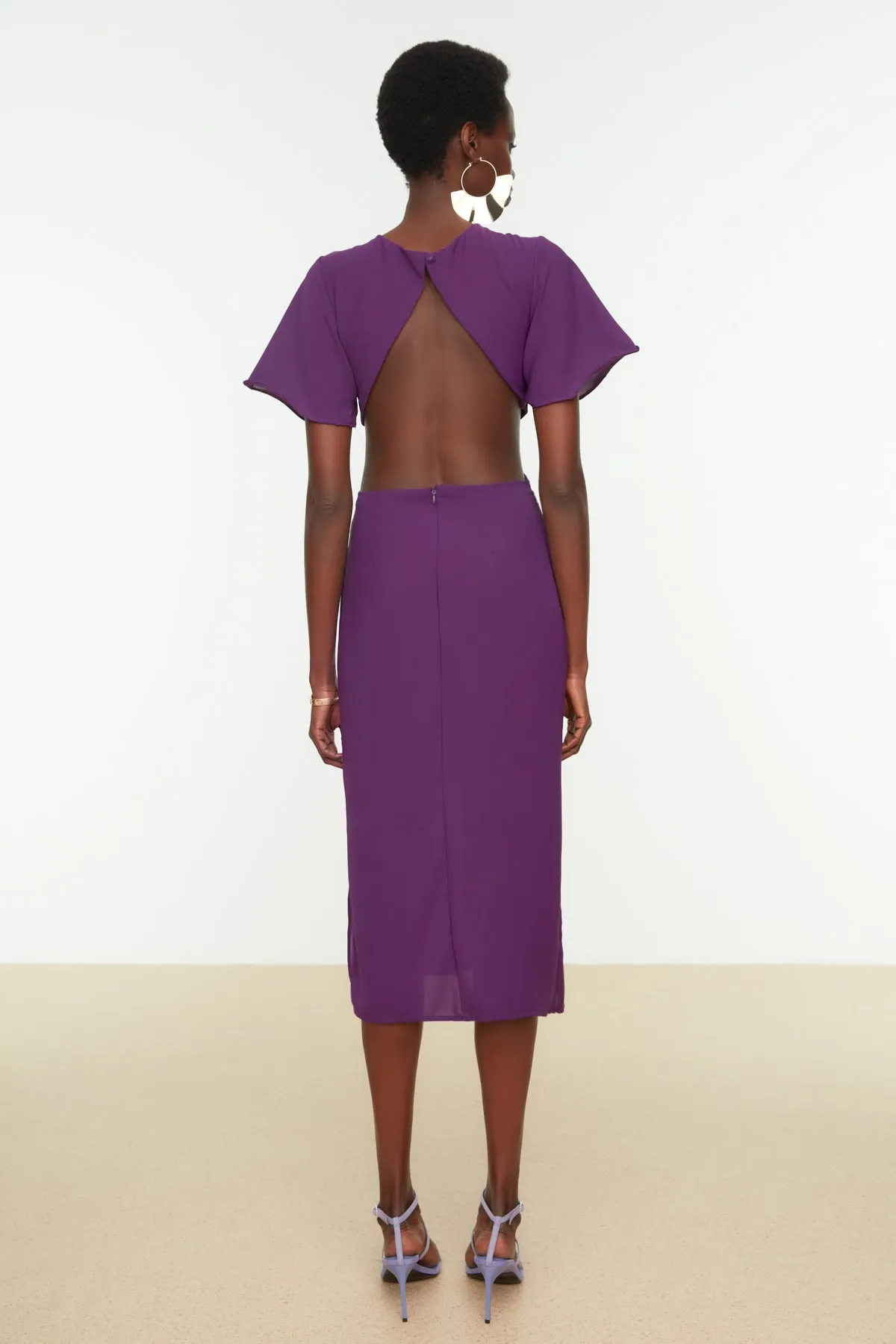Trendyol Collection  Lila gebundenes, gewebtes, elegantes Abendkleid TPRSS22EL0969