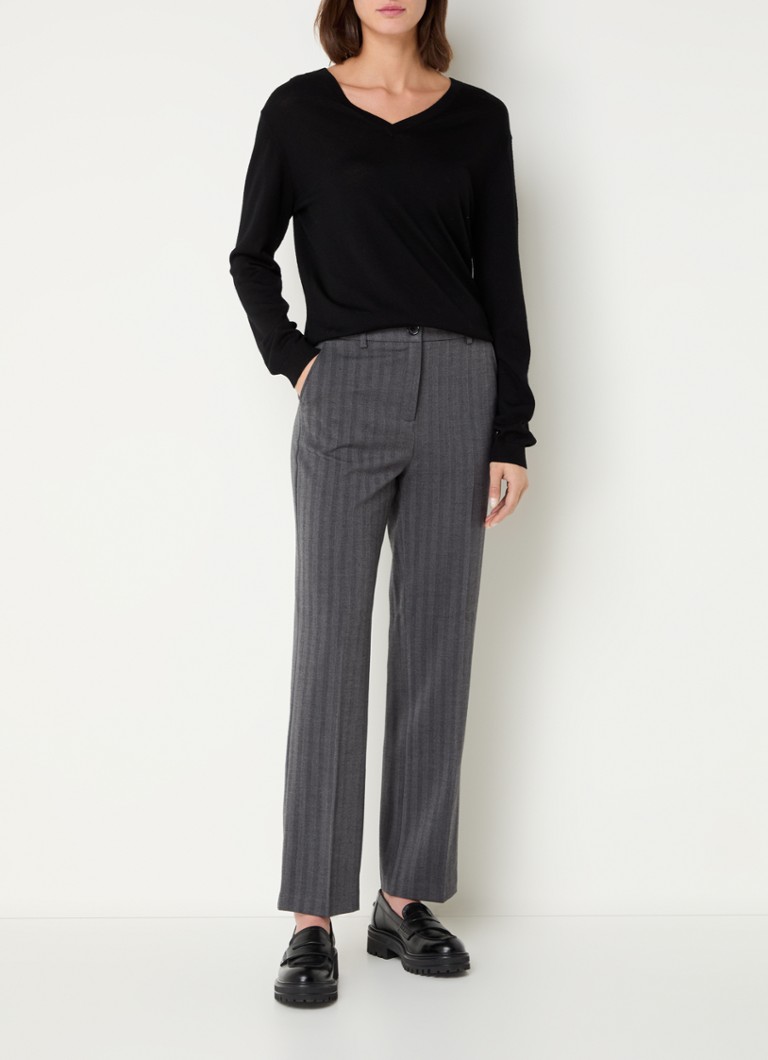 Pantaloni Benetton cu talie înaltă, drepți și model cu dungi.