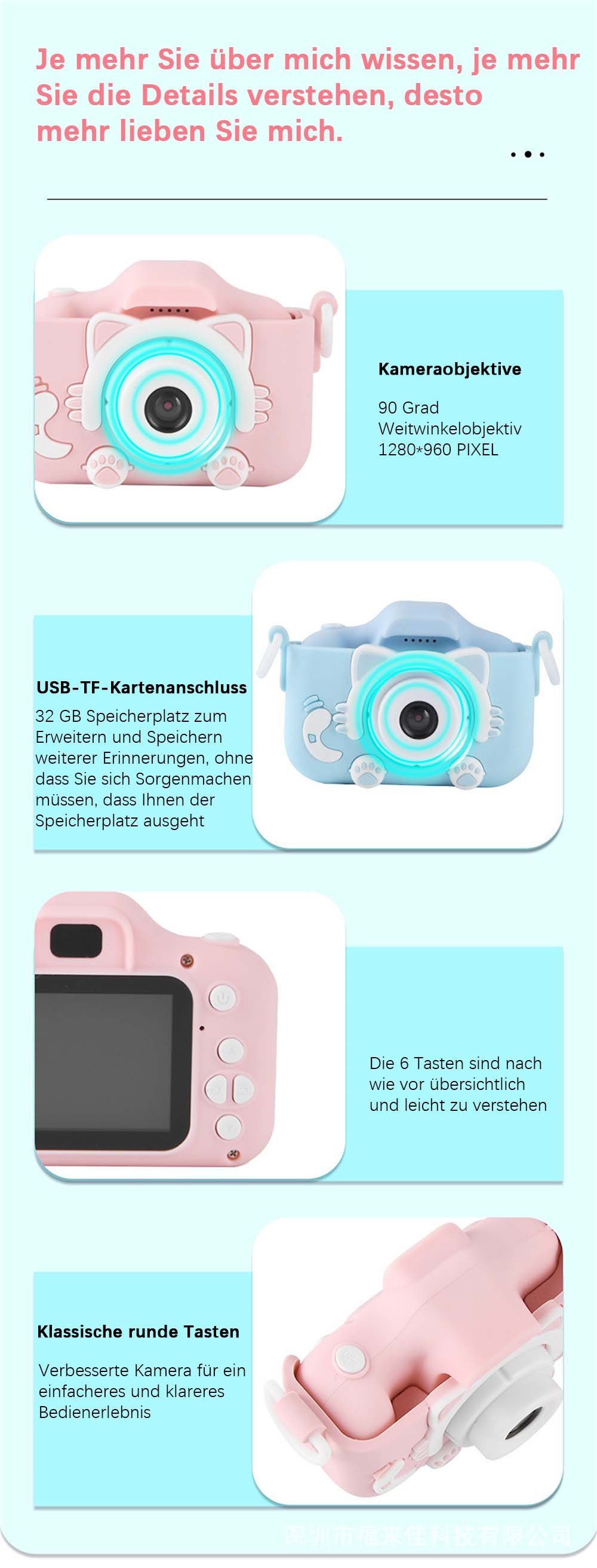 Yoyaxi ZXJ3 Sofortbildkamera (inkl. 90 Grad Weitwinkelobjektiv, 2-Zoll-HD-IPS-Bildschirm, zum Schutz der Augen)