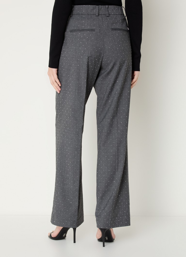 Pantaloni a gamba larga a vita alta modello Djesminn di Fifth House, con fantasia mista e strass.