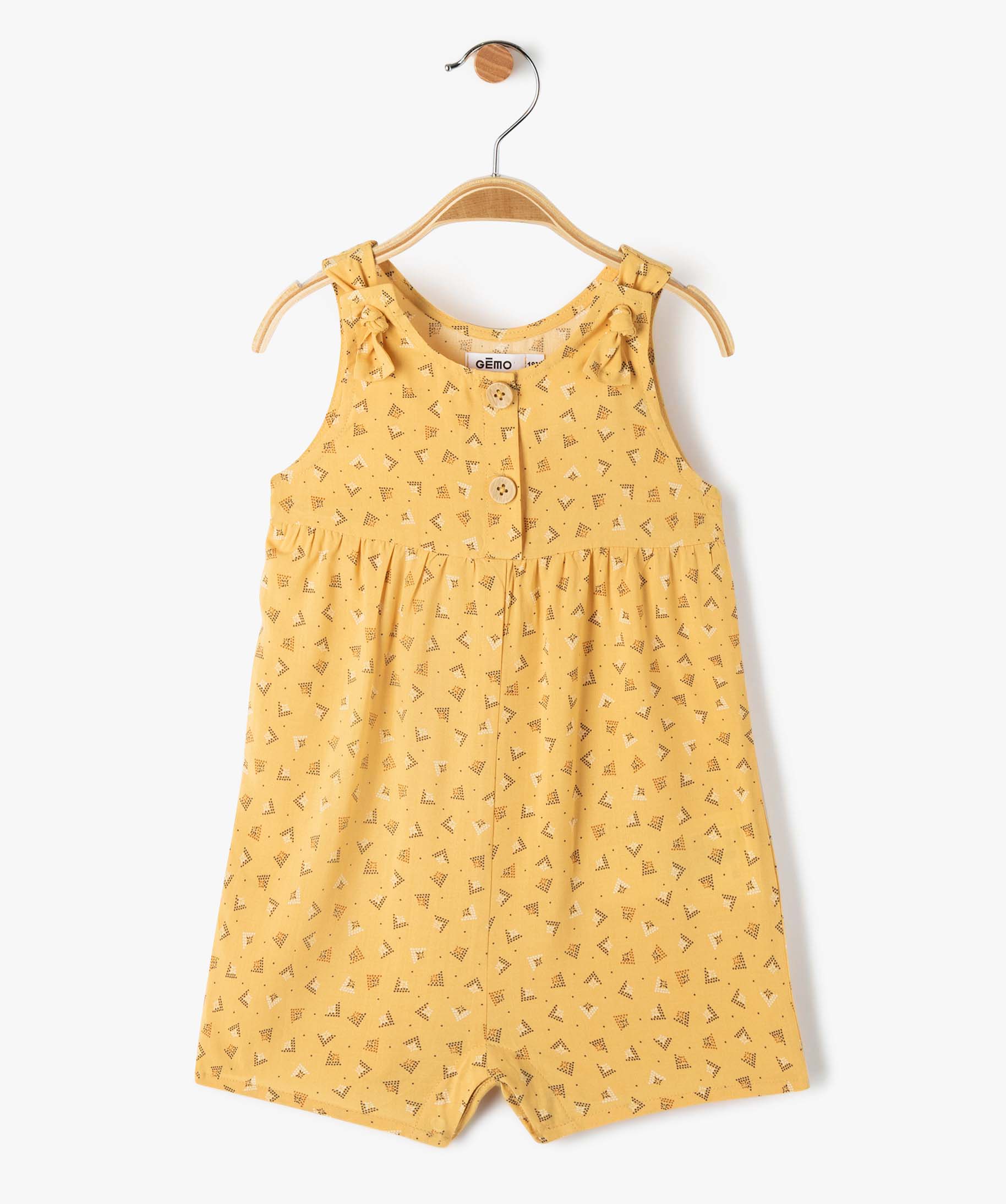 Combishort bébé fille fluide à motifs jaune | GEMO