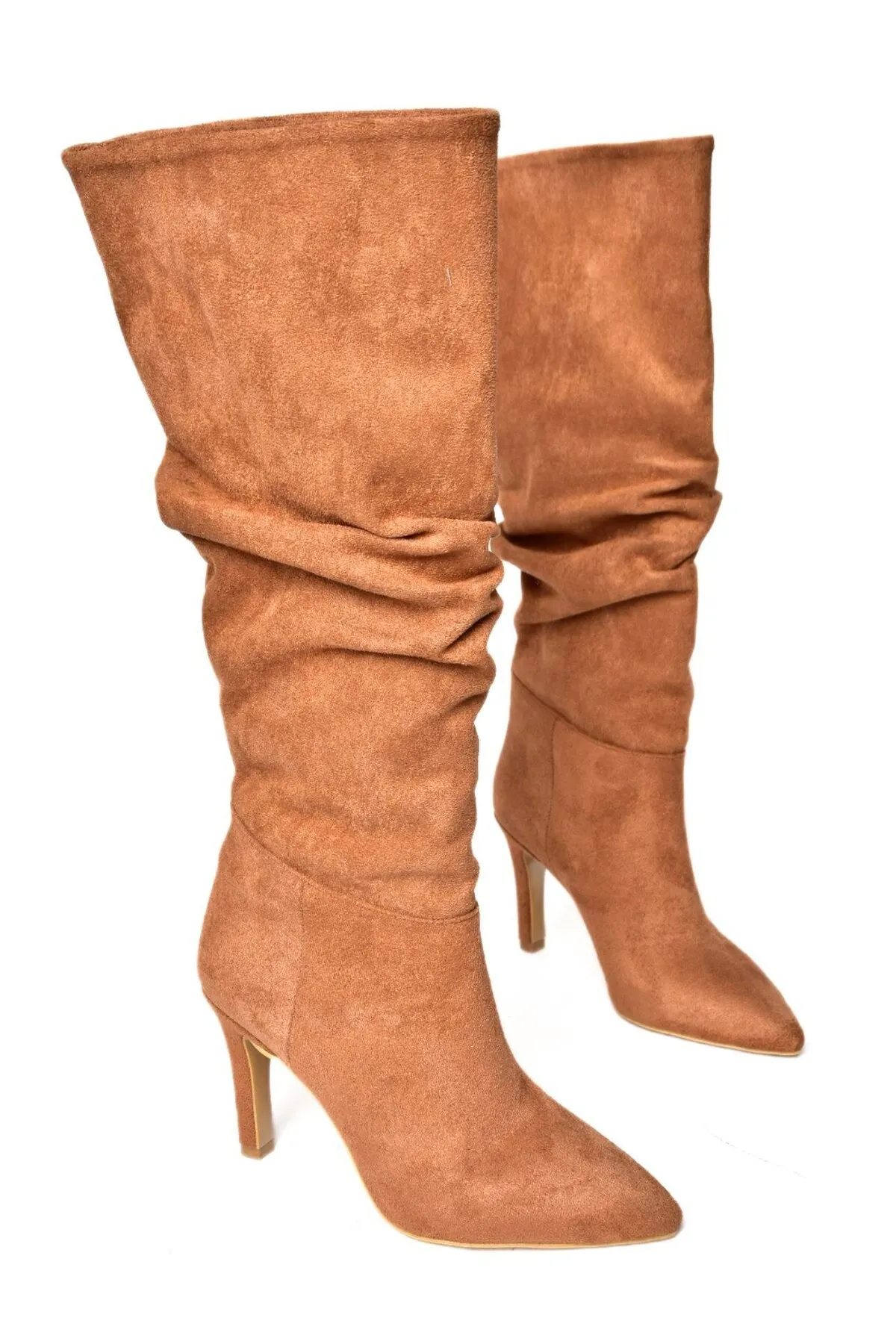 Fox Shoes  Hellbraune Damenstiefel aus Wildleder mit dünnem Absatz L404868002