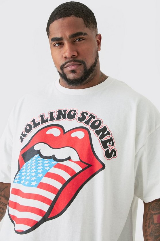 Plus Oversized Rolling Stones License T-shirt in White