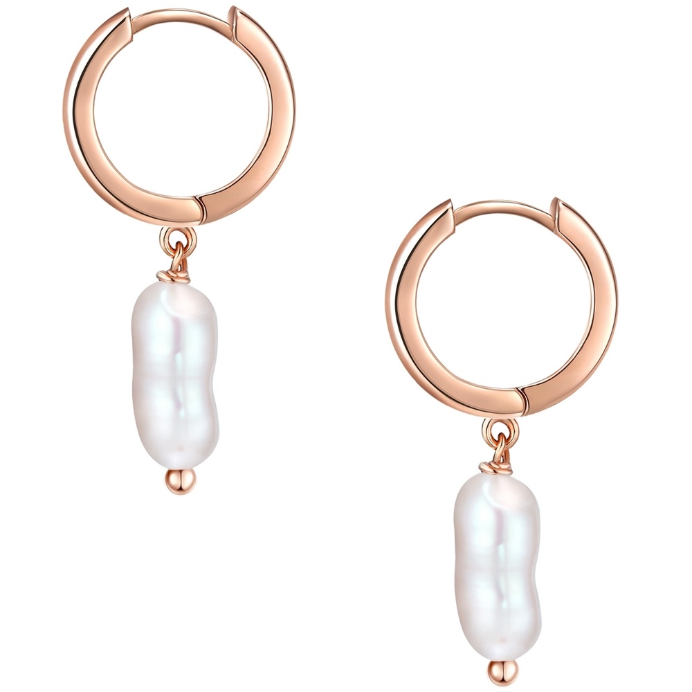 Glanzstücke München Créoles en argent Argent sterling Perle de culture d'eau douce en Or rose Boucles d'oreilles