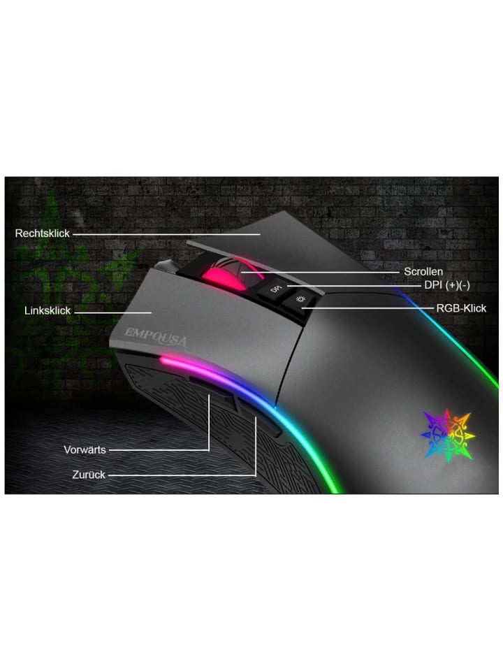 Inca INCA IMG-GT19 RGB 7D Makro-Tasten Profiosonelle Gaming-Maus schwarz in schwarz günstig kaufen onesize