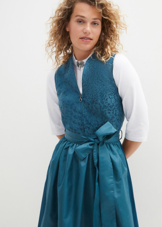 Dirndl mit Jacquardmuster und Schürze in Midilänge (2-tlg.Set)