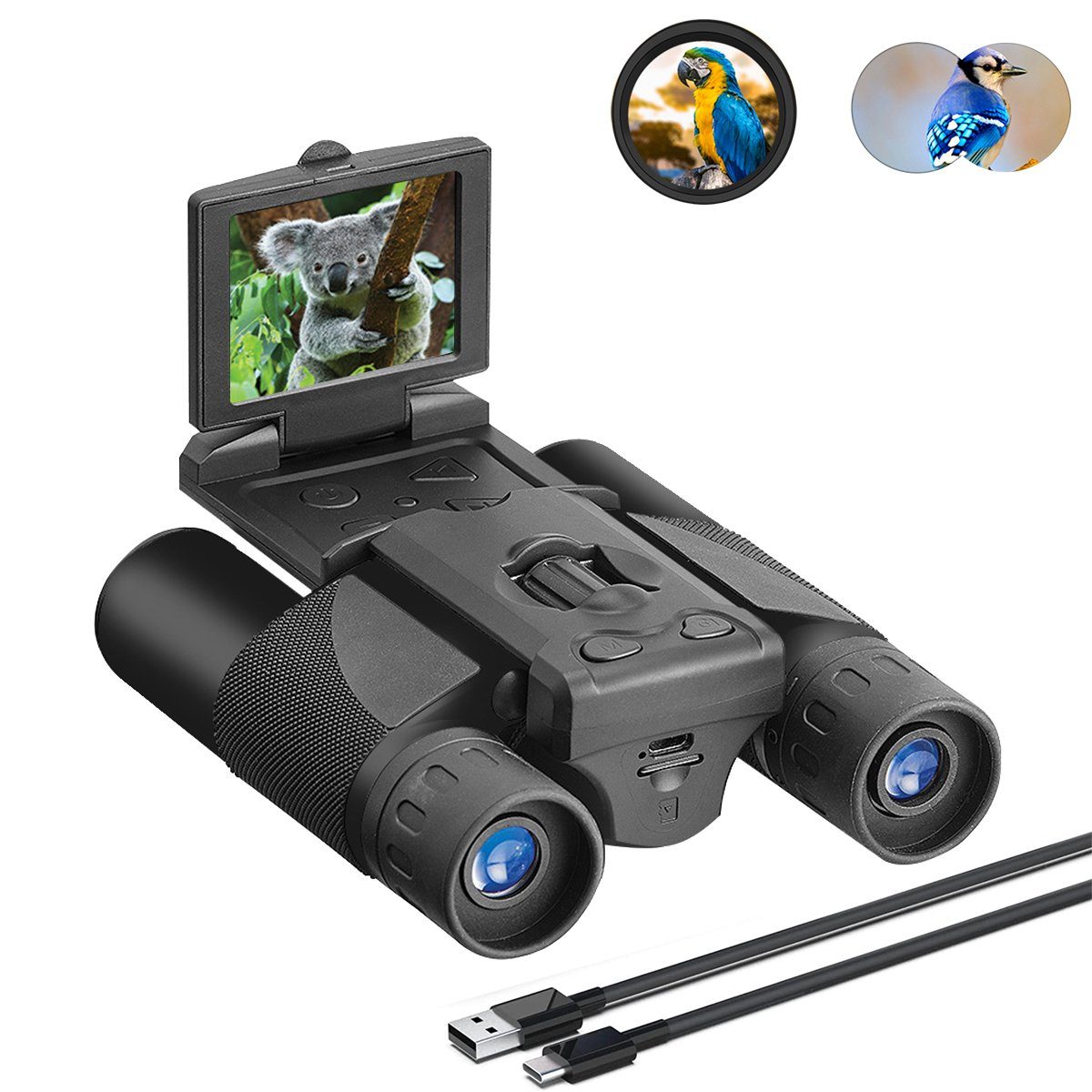 LeiGo Fernglas mit Display, Teleskop, Outdoor-Camping-Sportfeld-Kamera Fernglas (HD-Videokamera, Nachtsicht-Fernglas zur Vogelbeobachtung)