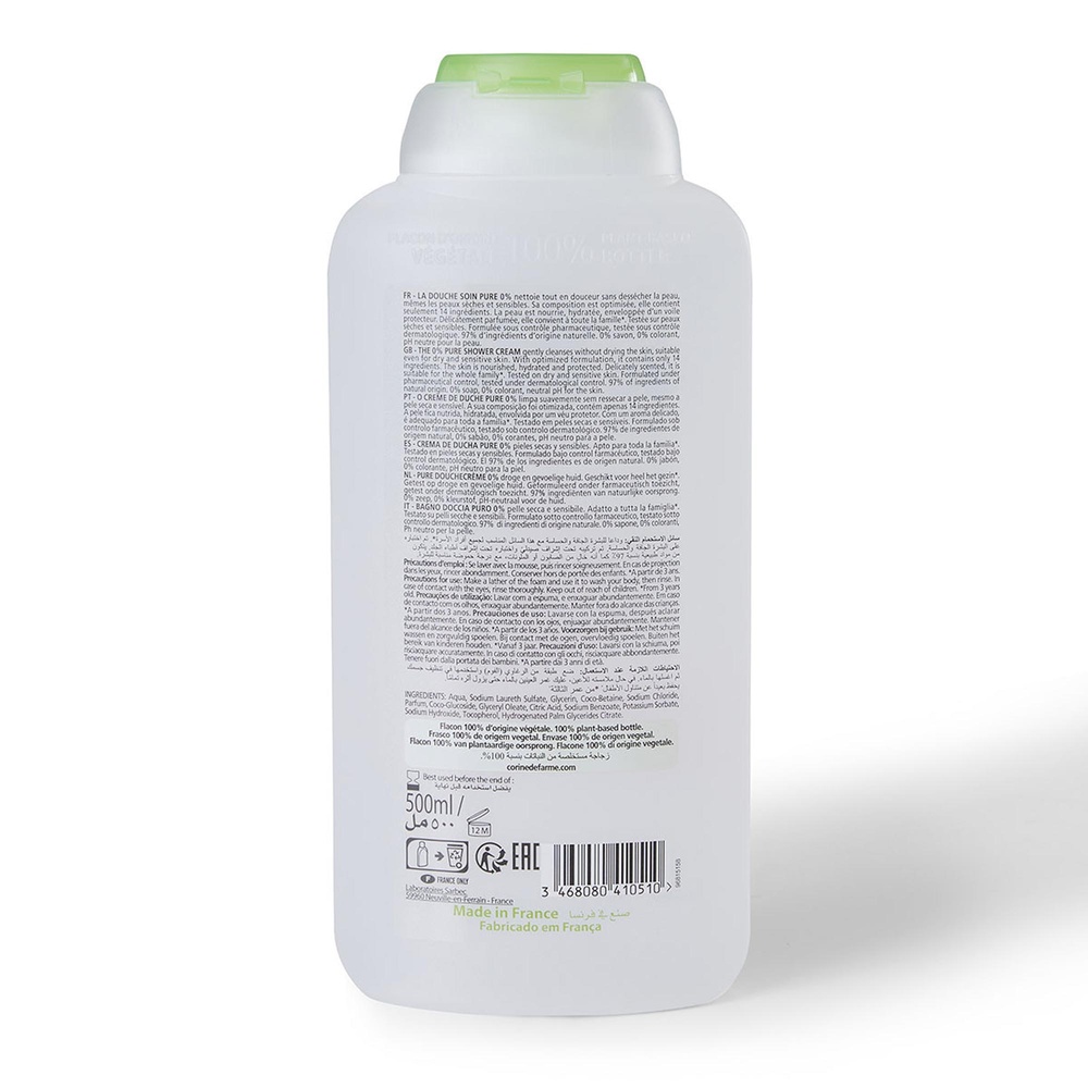 corine de farme Douche 0% Pure Peaux Sèches Gel Douche