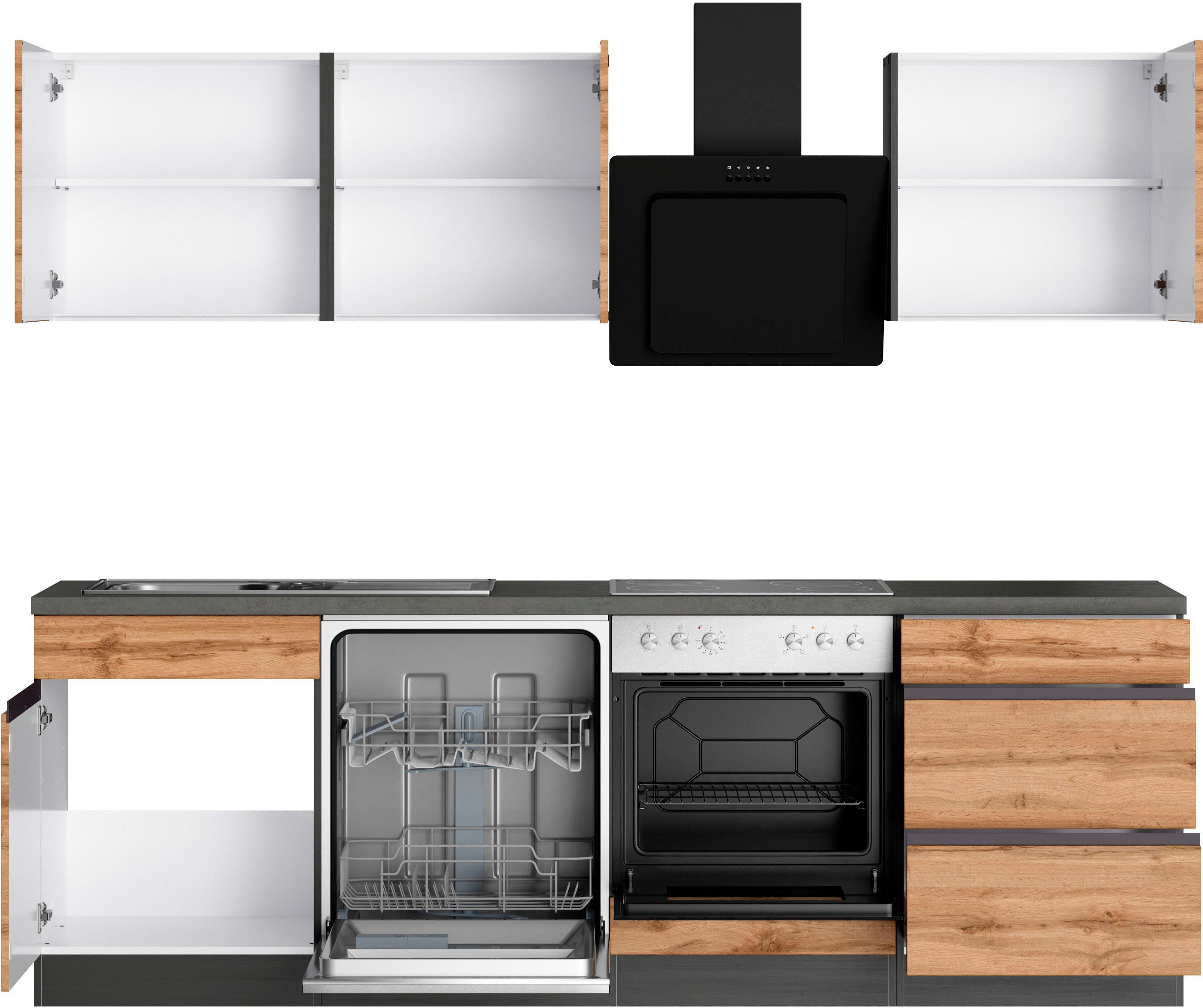 HELD MÖBEL Küche Riesa, Stellbreite 340x150 cm, wahlweise mit oder ohne E-Geräte